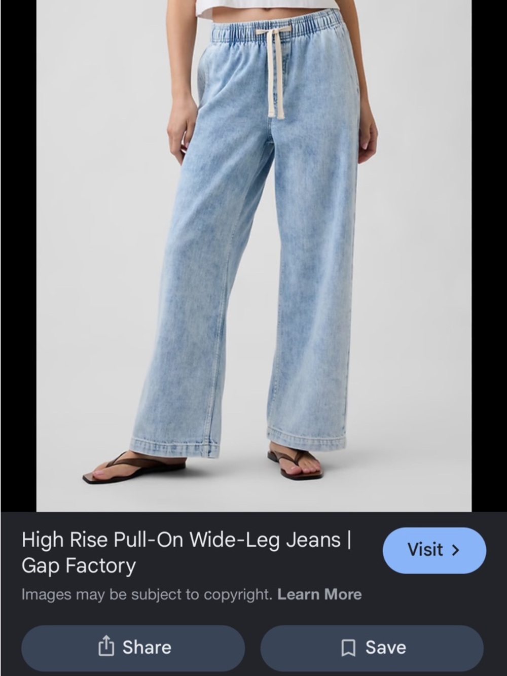 GAP Light Wash High-Rise Pull-On Wide-Leg Jeans